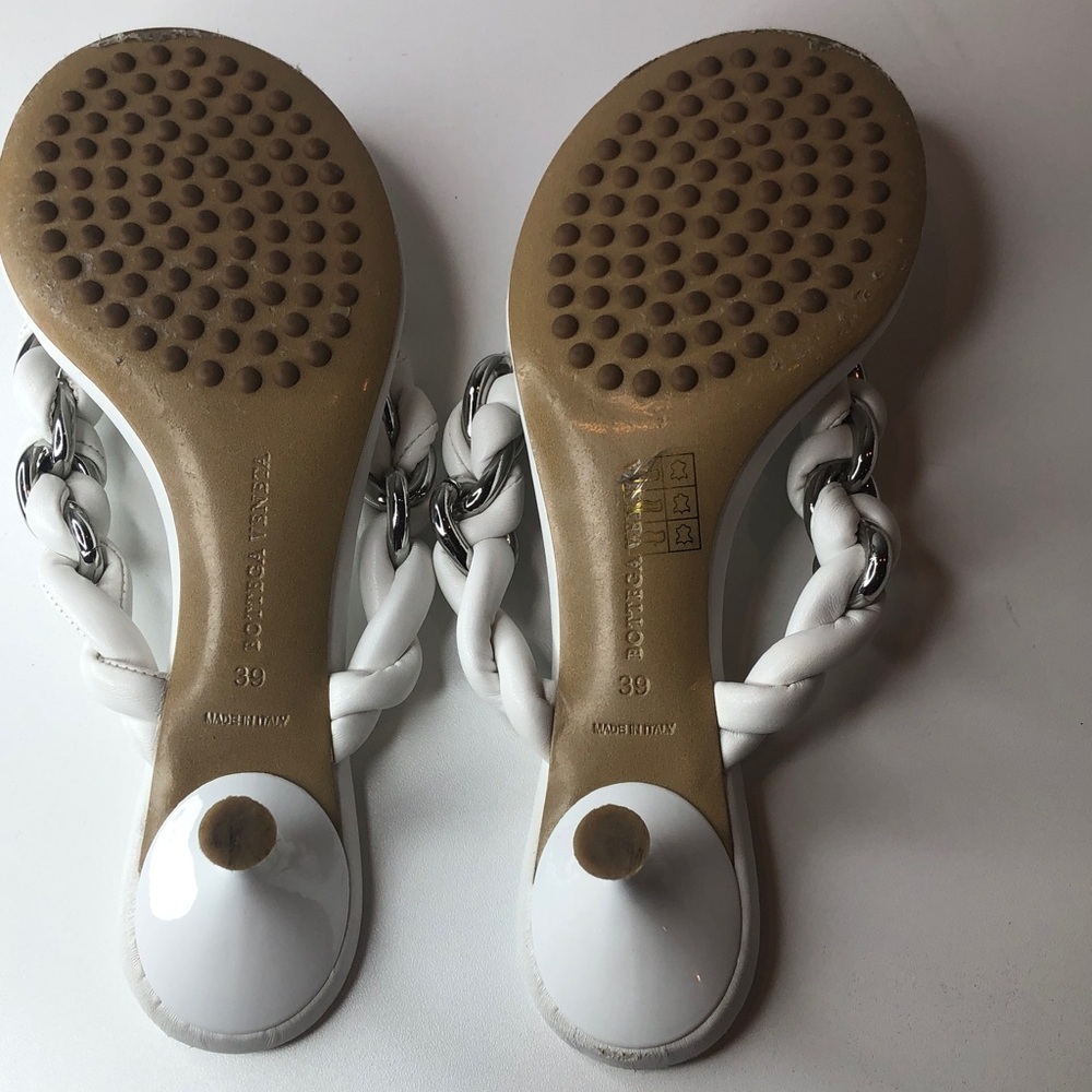 Bottega Venetta Dot Sandal White with Silver chain Accent Size 39 EU (7.5-8US) - Picture 11 of 14